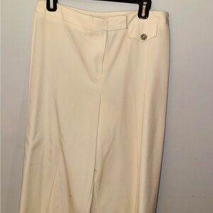 Elegant Cream Trousers with Button Detail